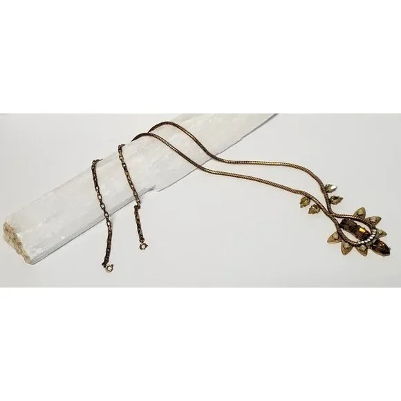 Stella & Dot Soliel Necklace Jewelry Gold Tone Crystal Rhinestones Neutral *note - Picture 9 of 10